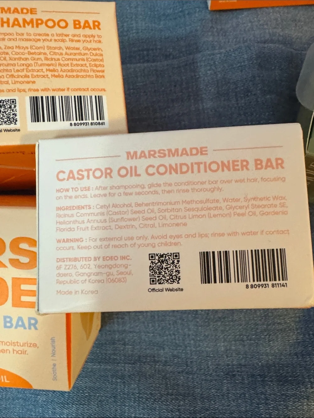 NIB (6) Mars Made Castor Oil (3) Shampoo/ (3) Conditioner Bar 1 Rosemary